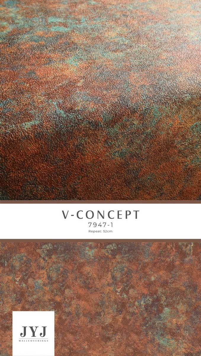 Giấy dán tường giả đá màu nâu đỏ Vconcept 7947-1